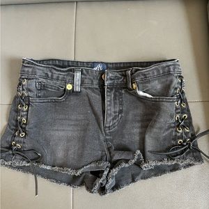 Black denim cutoff shorts